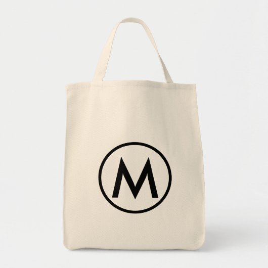 Minimale zwarte Elegant Monogram Tote Bag (Voorkant)