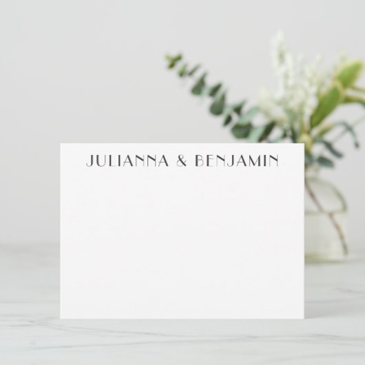 Minimale zwarte Elegant White Custom Art Deco Notitiekaartje (Staand voorkant)