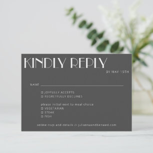 Minimale zwarte Elegant White Deco Meal Choice RSVP Kaartje