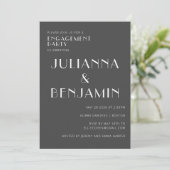 Minimale zwarte Elegant White Engagement Party Kaart (Staand voorkant)
