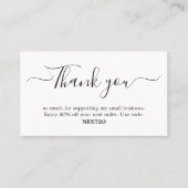 Minimale zwarte Elegant witte winkelcoupon - Dank Kortingskaartje (Voorkant)