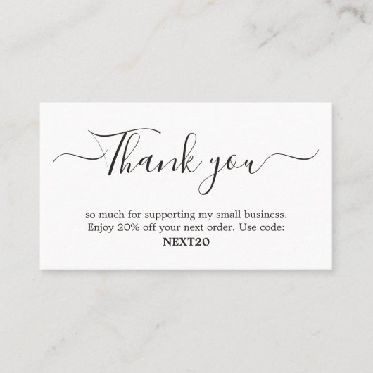 Minimale zwarte Elegant witte winkelcoupon - Dank Kortingskaartje (Voorkant)