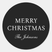 Minimale zwarte elegante kerst ronde sticker (Voorkant)