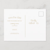 Minimale zwarte en gouden moderne Bewaar de datum Aankondigingskaart (Achterkant)