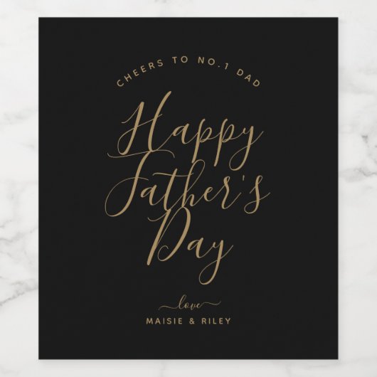 Minimale zwarte en goudgroene Vaderdag Wijn Etiket (Enkel label)