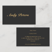 Minimale zwarte en goudkalligrafie visitekaartje (Voorkant / Achterkant)