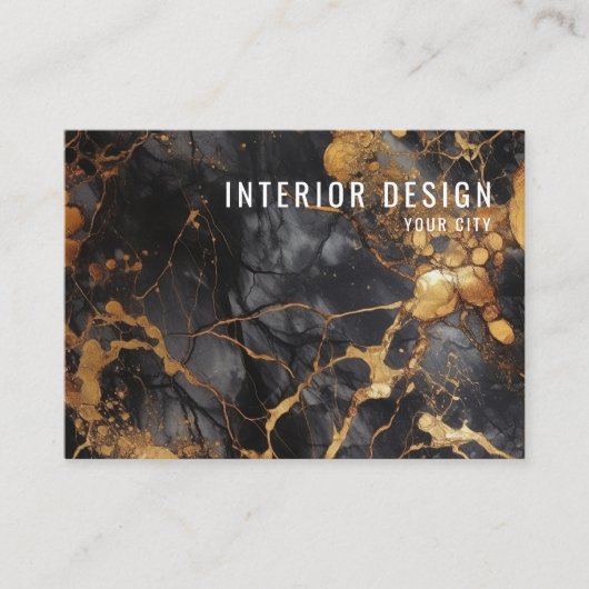 Minimale zwarte en goudmarmer visitekaartje (Voorkant)