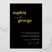 Minimale zwarte en goudolieviering folie uitnodiging (Voorkant)