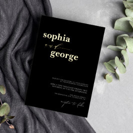 Minimale zwarte en goudolieviering folie uitnodiging