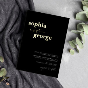 Minimale zwarte en goudolieviering folie uitnodiging