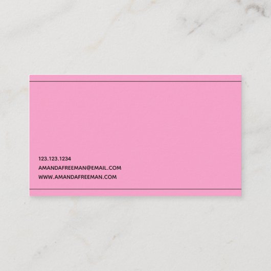 Minimale zwarte en roze notionele leningtekenaar visitekaartje (Achterkant)