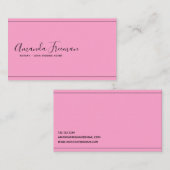 Minimale zwarte en roze notionele leningtekenaar visitekaartje (Voorkant / Achterkant)
