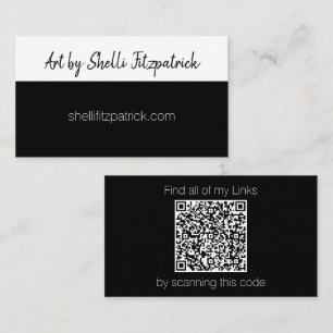Minimale zwarte en witte aangepaste QR-code Visitekaartje