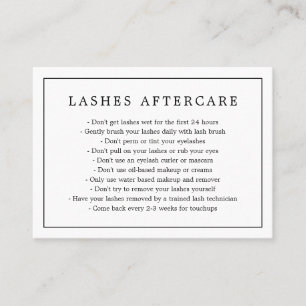 Minimale zwarte en witte as Aftercare Lashes Visitekaartje
