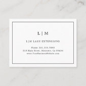 Minimale zwarte en witte as Aftercare Lashes Visitekaartje (Achterkant)