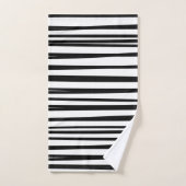 Minimale zwarte en witte asymmetrische strepen bad handdoek (Handdoek)