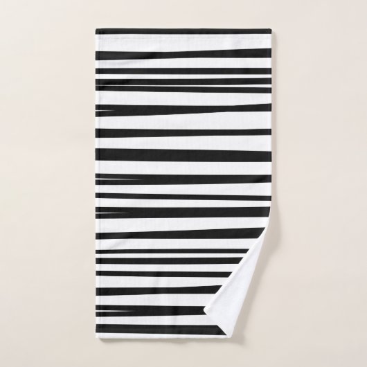Minimale zwarte en witte asymmetrische strepen bad handdoek (Handdoek)