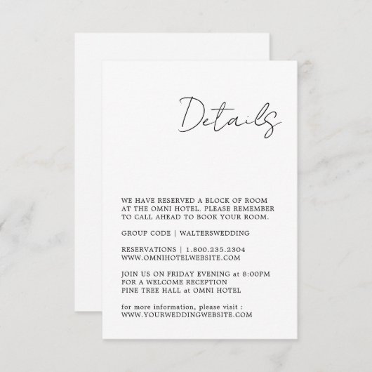 Minimale zwarte en witte behuizing informatiekaartje (Voorkant / Achterkant)