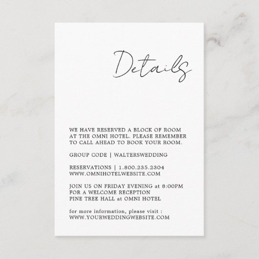 Minimale zwarte en witte behuizing informatiekaartje (Voorkant)