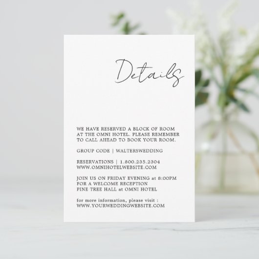 Minimale zwarte en witte behuizing informatiekaartje (Staand voorkant)