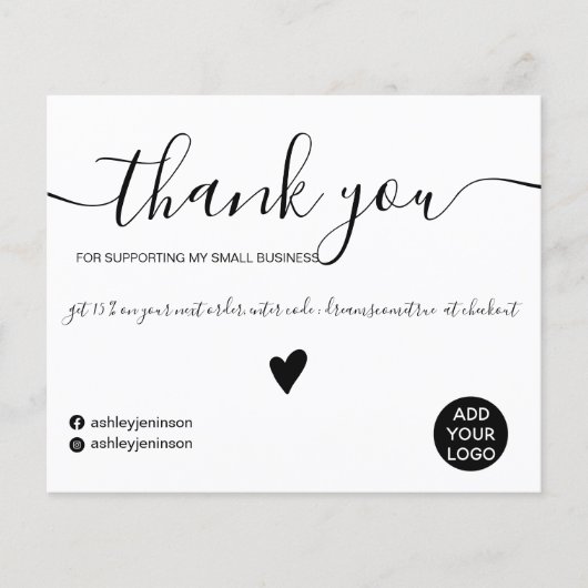 Minimale zwarte en witte bestelling bedankt uw bud (Voorkant)