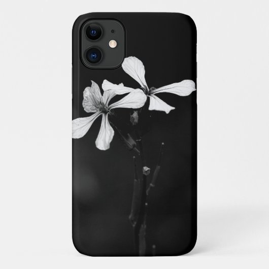 minimale zwarte en witte bloemen Case-Mate iPhone case (Achterkant)