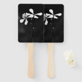 minimale zwarte en witte bloemen handwaaier (Voorkant en achterkant)