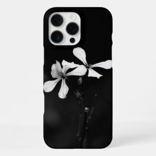 minimale zwarte en witte bloemen iPhone 16 pro max hoesje