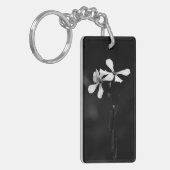 minimale zwarte en witte bloemen sleutelhanger (Voorkant Links)
