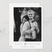 Minimale zwarte en witte botanische bruiloft bedankkaart (Voorkant / Achterkant)