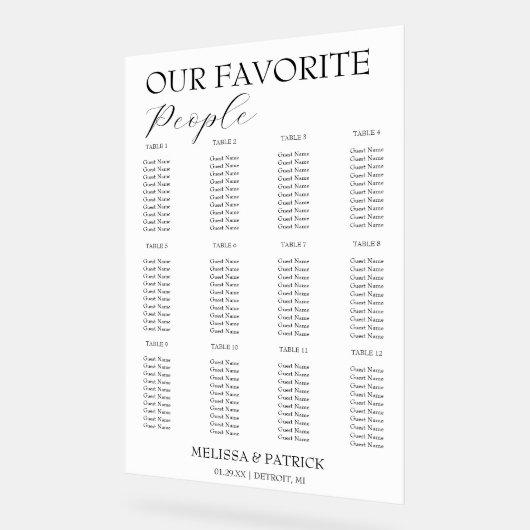 Minimale zwarte en witte bruiloft acryl bord (Hoek)