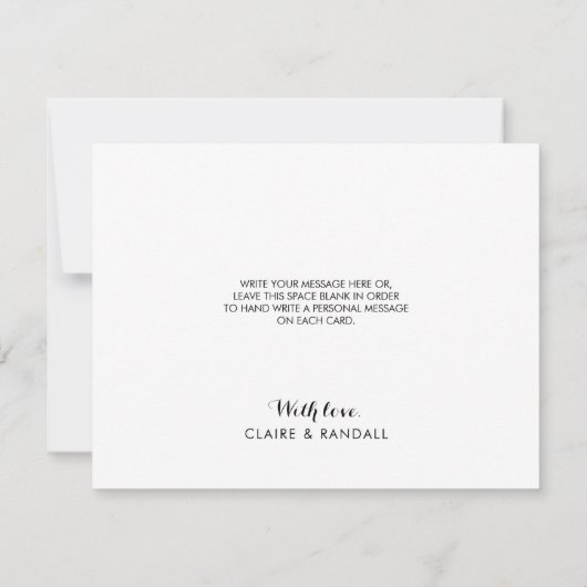 Minimale zwarte en witte bruiloft - Hartelijk dank Bedankkaart (Achterkant)