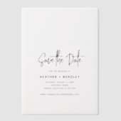 Minimale zwarte en witte bruiloft sparen de Datum Vellum Uitnodigingen (Voorkant)