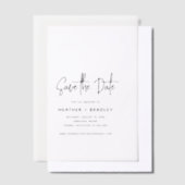 Minimale zwarte en witte bruiloft sparen de Datum Vellum Uitnodigingen (Offset)