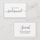 Minimale zwarte en witte budgetbridesmaïde voorste notitiekaartje (Voorkant / Achterkant)