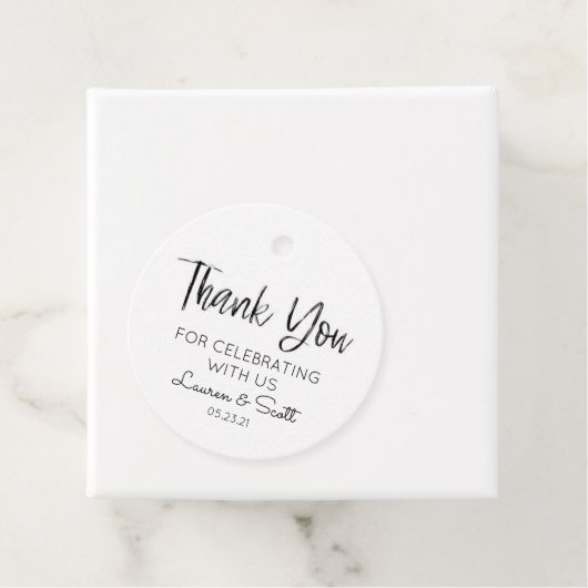 Minimale zwarte en witte dank voor uw weddenschap bedankjes labels (In situ)