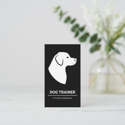 Minimale zwarte en witte dog Silhouette - Dog Trai Visitekaartje (Staand voorkant)