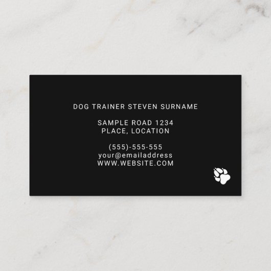 Minimale zwarte en witte dog Silhouette - Dog Trai Visitekaartje (Achterkant)
