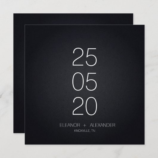 Minimale zwarte en witte, eenvoudige foto save the date (Voorkant / Achterkant)