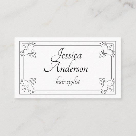 Minimale zwarte en witte eenvoudige haarkleur visitekaartje (Voorkant)