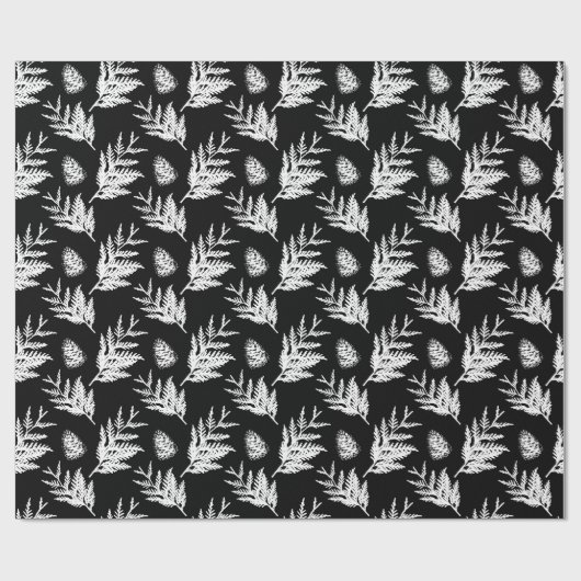 Minimale zwarte en witte feestelijke cedar Leaf Pi Cadeaupapier (Vlak)