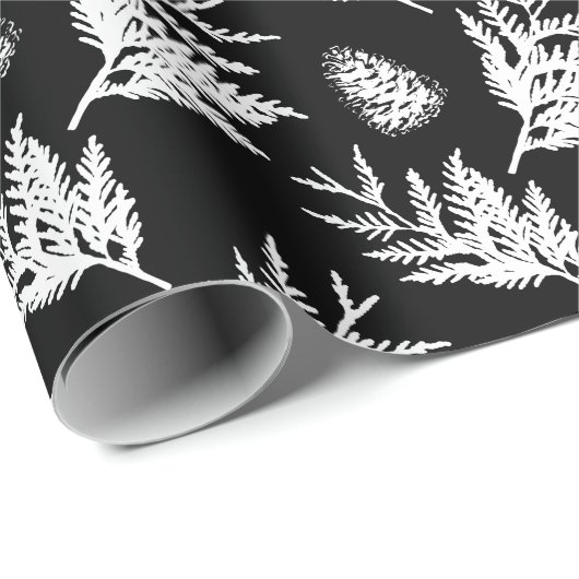 Minimale zwarte en witte feestelijke cedar Leaf Pi Cadeaupapier (Rol Hoek)