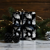 Minimale zwarte en witte feestelijke cedar Leaf Pi Cadeaupapier