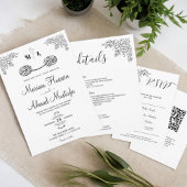 Minimale zwarte en witte Floral Islamic Nikah Wedd Kaart