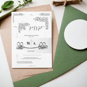 Minimale zwarte en witte Floral Islamic Nikah Wedd Kaart