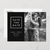 Minimale zwarte en witte foto Opslaan Datum Aankondigingskaart (Voorkant / Achterkant)