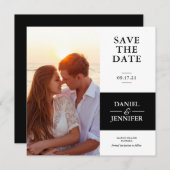 Minimale zwarte en witte foto opslaan Datum Save The Date (Voorkant / Achterkant)