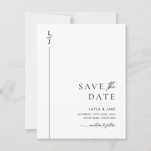 Minimale zwarte en witte foto sparen de Datum Save The Date (Voorkant)