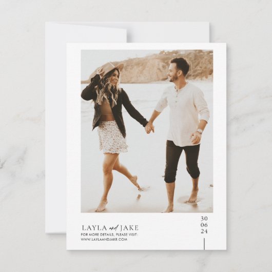 Minimale zwarte en witte foto sparen de Datum Save The Date (Achterkant)