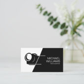 Minimale zwarte en witte fotograaf visitekaartje (Staand voorkant)